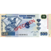 P96S Congo (Democratic Republic) - 500 Francs Year 2002 (SPECIMEN)